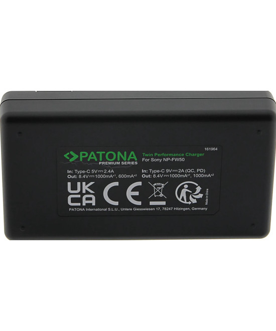 Caricabatteria Premium Twin Performance PD per Sony NP FW50