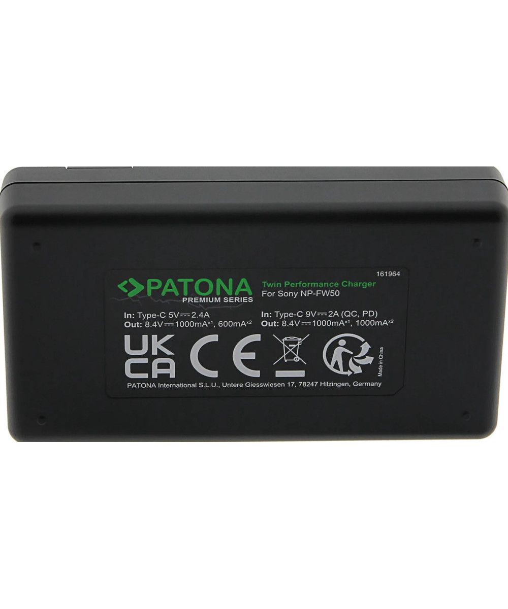 Caricabatteria Premium Twin Performance PD per Sony NP FW50
