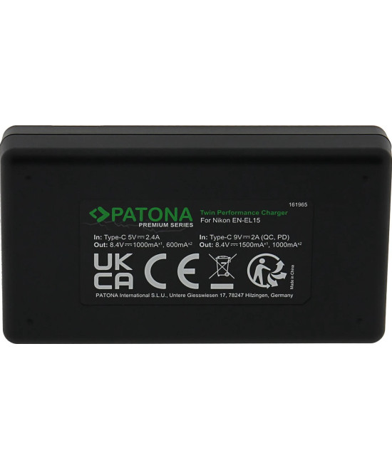 Caricabatteria Premium Twin Performance PD per Nikon EN-EL15