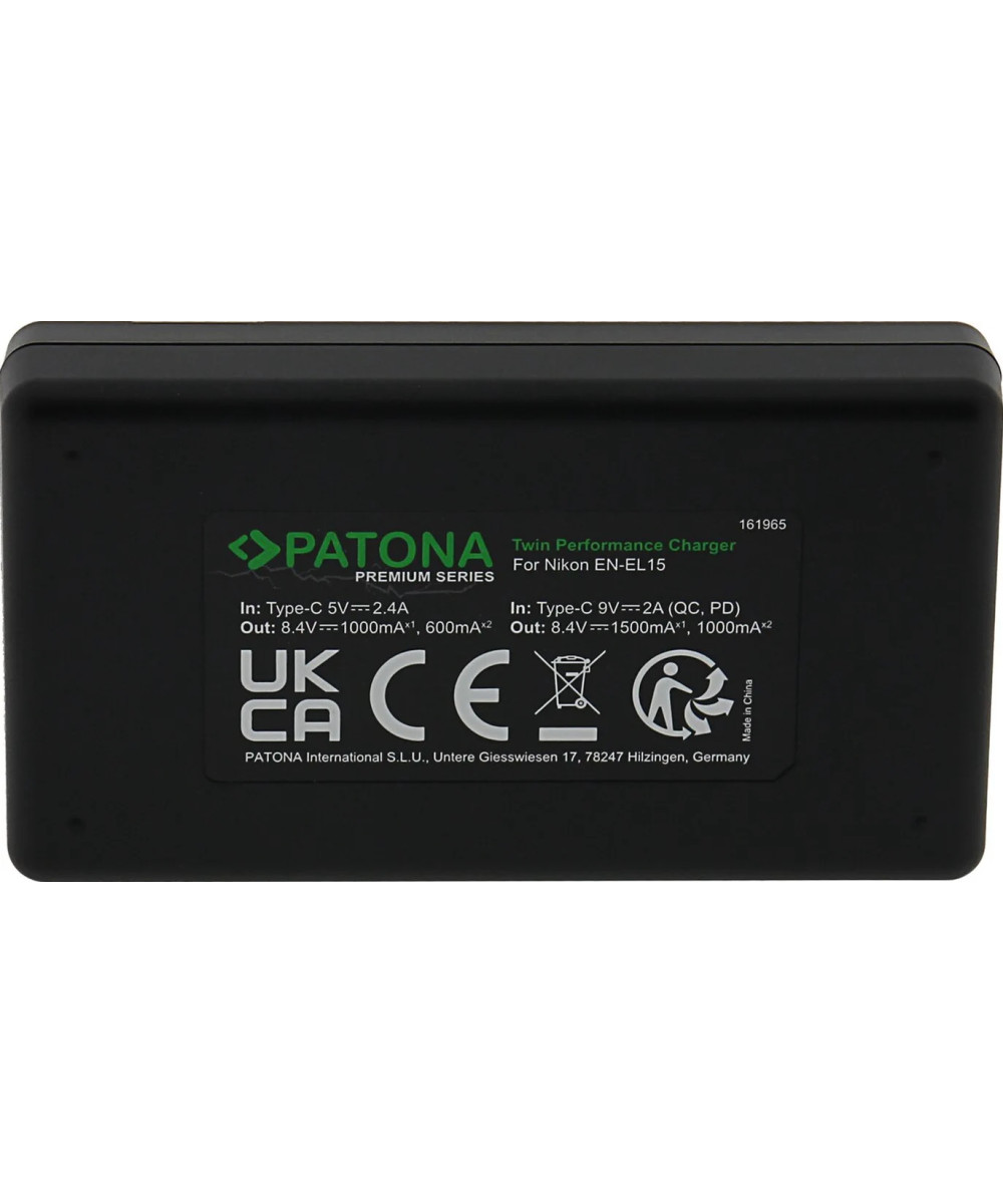 Caricabatteria Premium Twin Performance PD per Nikon EN-EL15