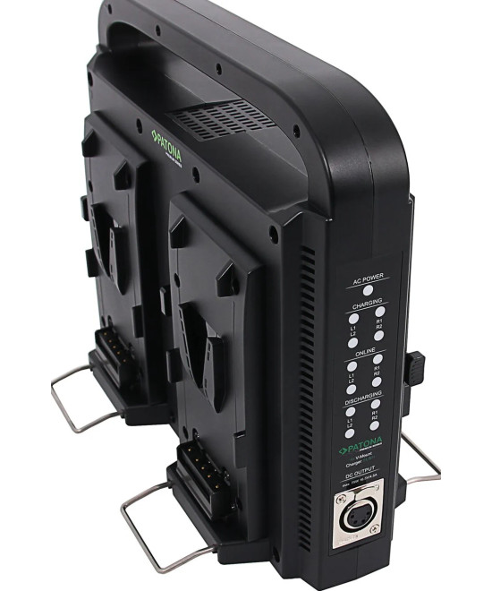 Caricabatterie parallelo a 4 vie per batterie V-Моunt con funzione di alimentazione con Cavo XLR a 4 pin