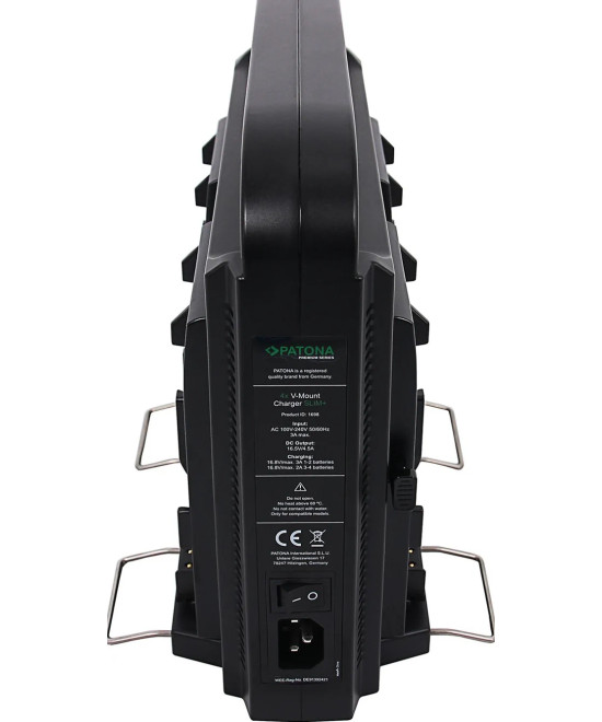 Caricabatterie parallelo a 4 vie per batterie V-Моunt con funzione di alimentazione con Cavo XLR a 4 pin