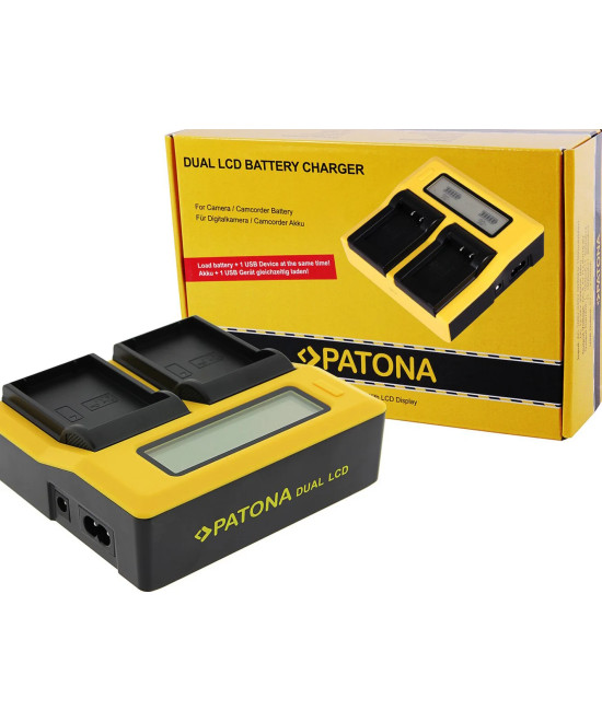 Caricabatterie dual LCD per Olympus BLX-1