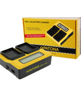Caricabatterie dual LCD per Olympus BLX-1