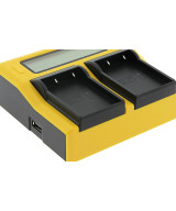 Caricabatterie dual LCD per Olympus BLX-1