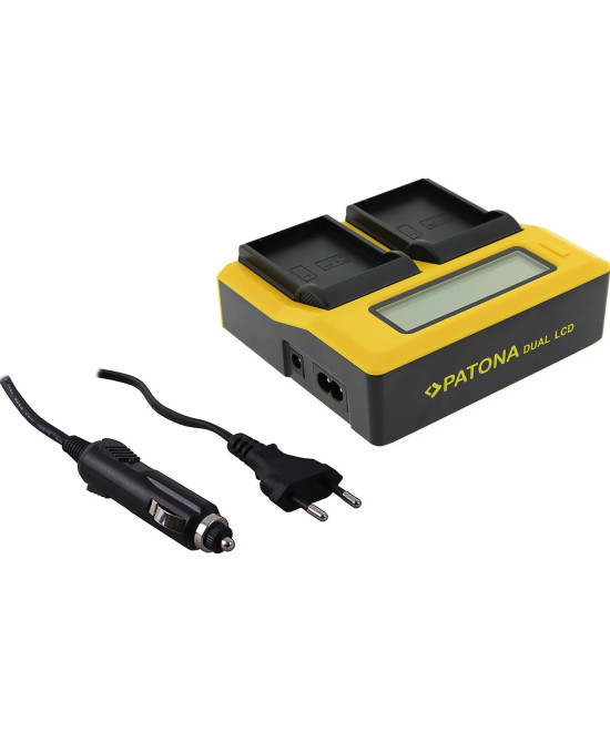 Caricabatterie dual LCD per Olympus BLX-1