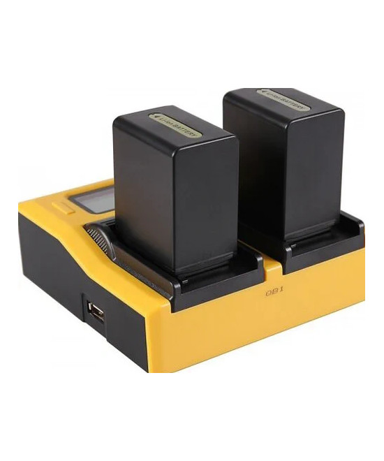 Caricabatteria LCD USB doppio per Sony NP-FP50