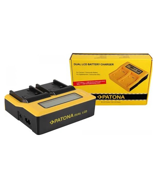 Caricabatteria LCD USB doppio per Sony NP-FP50
