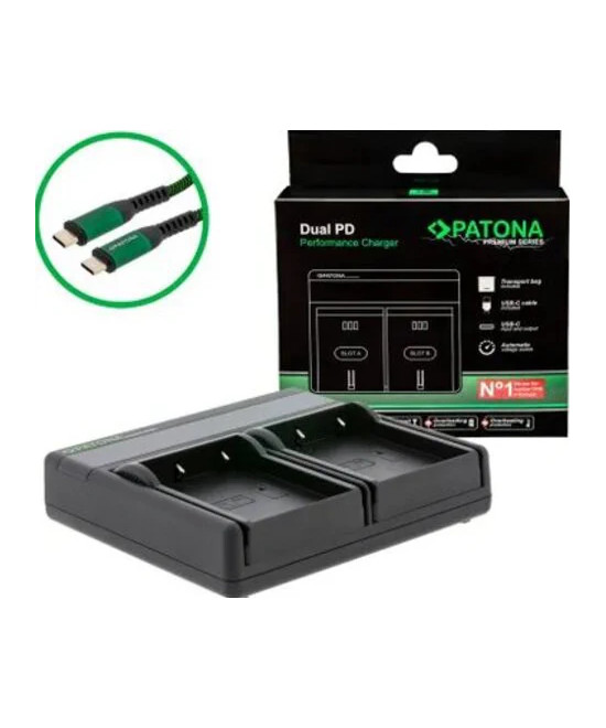 Premium Dual PD Carica Batterie per Olympus BLX-1 Incl. USB-C Input/Output