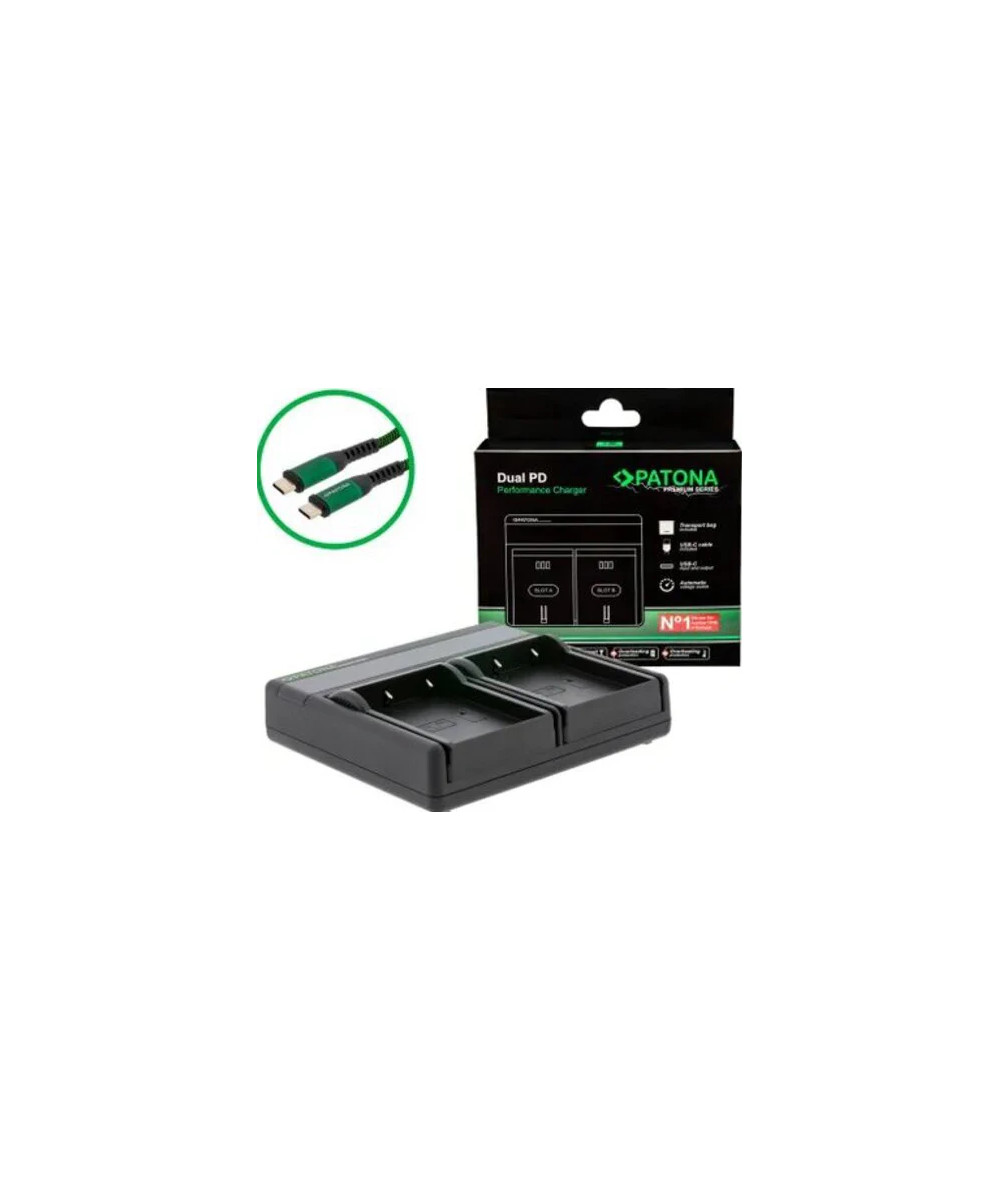 Premium Dual PD Carica Batterie per Olympus BLX-1 Incl. USB-C Input/Output