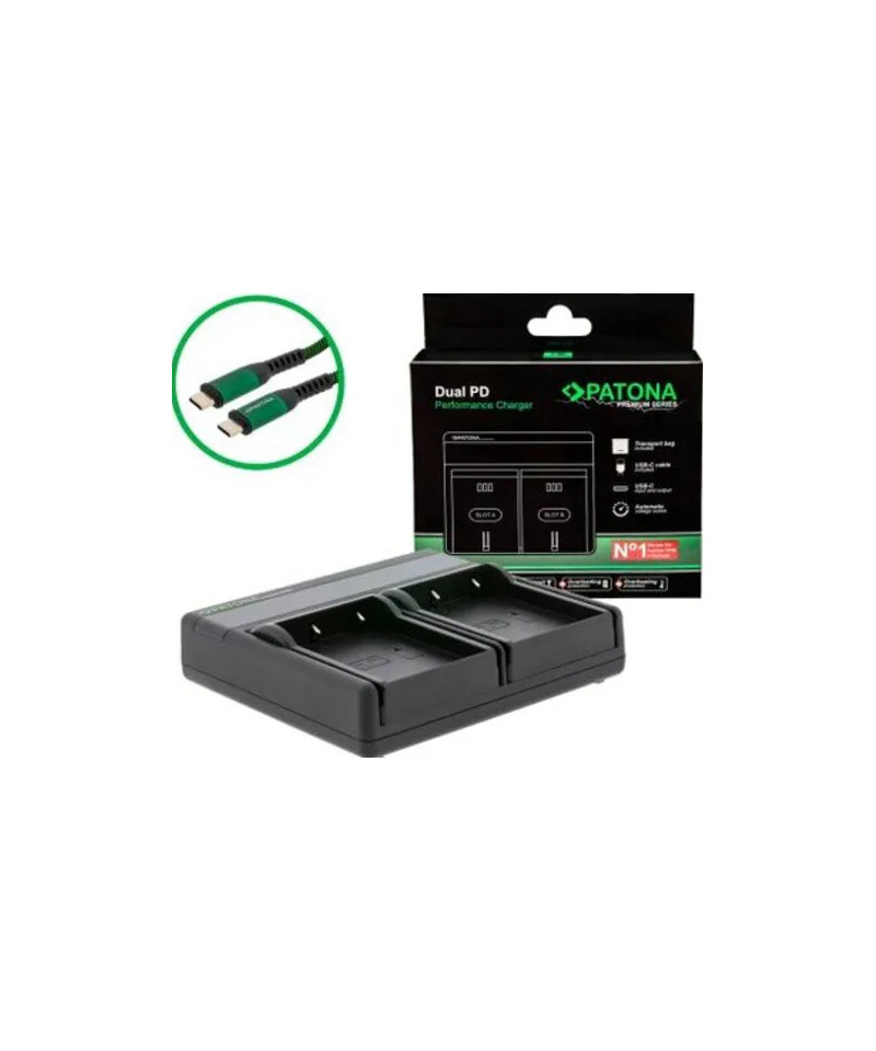 Premium Dual PD Carica Batterie per Olympus BLX-1 Incl. USB-C Input/Output