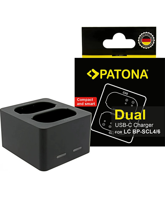 Doppio caricabatteria per Leica Q3 Q4 BP-SCL4 AND BP-SCL6 incluso cavo USB-C