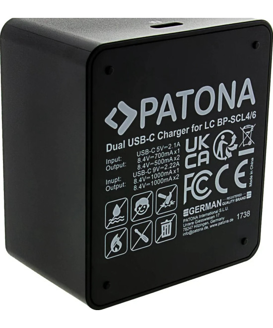 Doppio caricabatteria per Leica Q3 Q4 BP-SCL4 AND BP-SCL6 incluso cavo USB-C