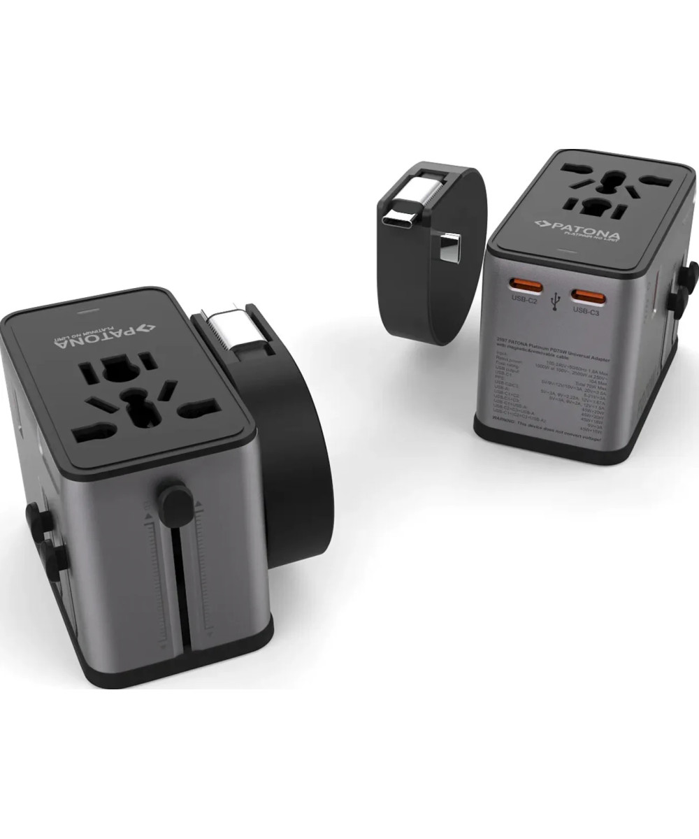 Platinum PD70W Adattatore universale con cavo magnetico 3x USB-C 1xUSB-A