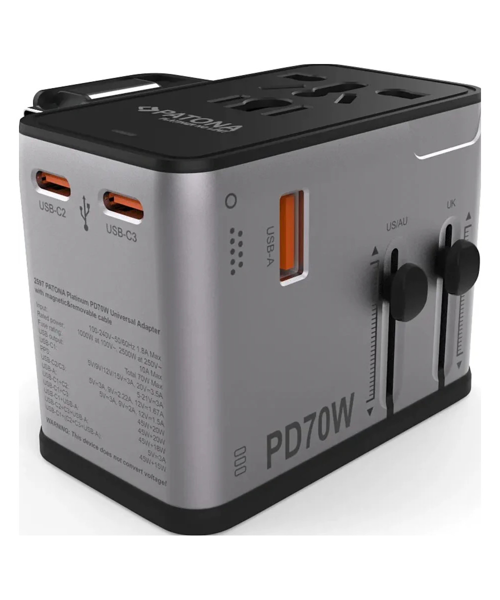 Platinum PD70W Adattatore universale con cavo magnetico 3x USB-C 1xUSB-A