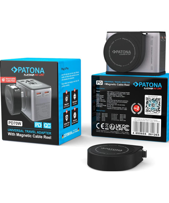 Platinum PD70W Adattatore universale con cavo magnetico 3x USB-C 1xUSB-A