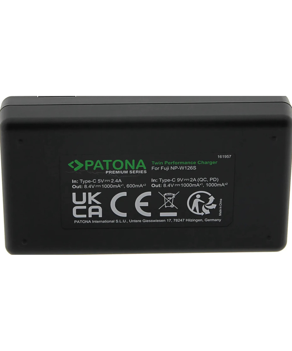 Caricabatteria Premium Twin Performance PD per Fuji NP-W126