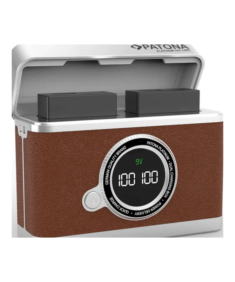 Doppio Caricabatteria rapido con display LED Platinum Retro per NP-FW50 con cavo USB-C