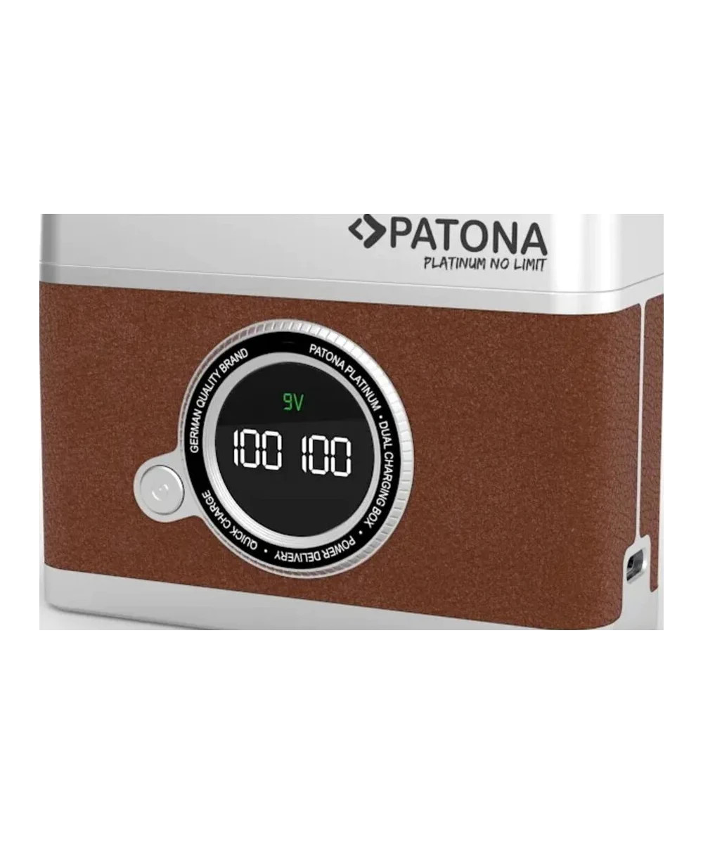 Doppio Caricabatteria rapido con display LED Platinum Retro per Canon LP-E6 con cavo USB-C
