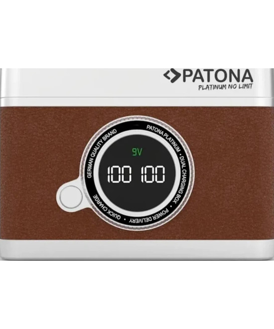 Doppio Caricabatteria rapido con display LED Platinum Retro per Canon LP-E6 con cavo USB-C