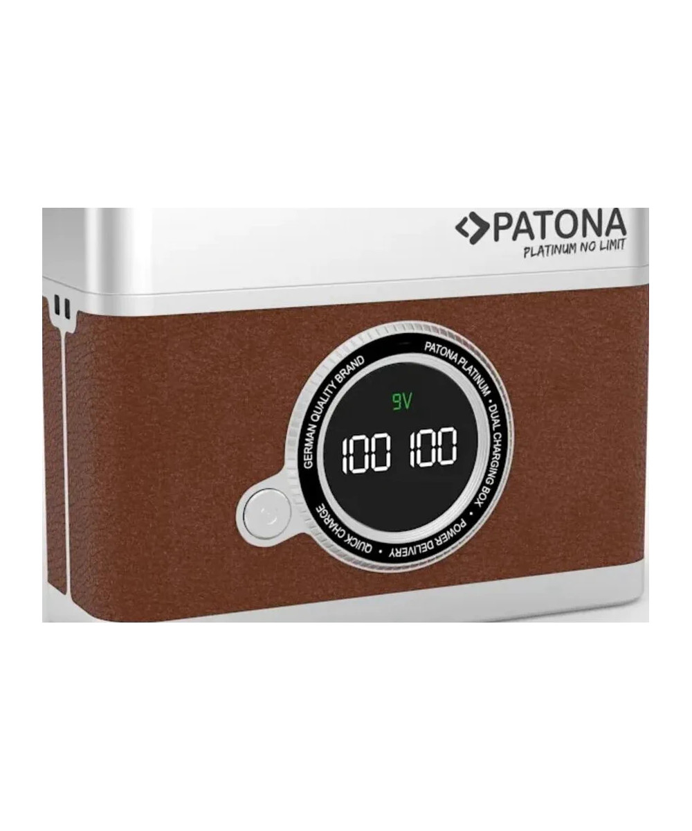 Doppio Caricabatteria rapido con display LED Platinum Retro per Fujifilm NP-W235 con cavo USB-C