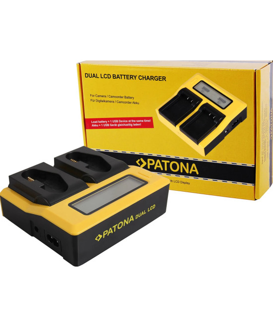 Caricabatterie USB LCD doppio per Canon LP-E4 / LP-E19