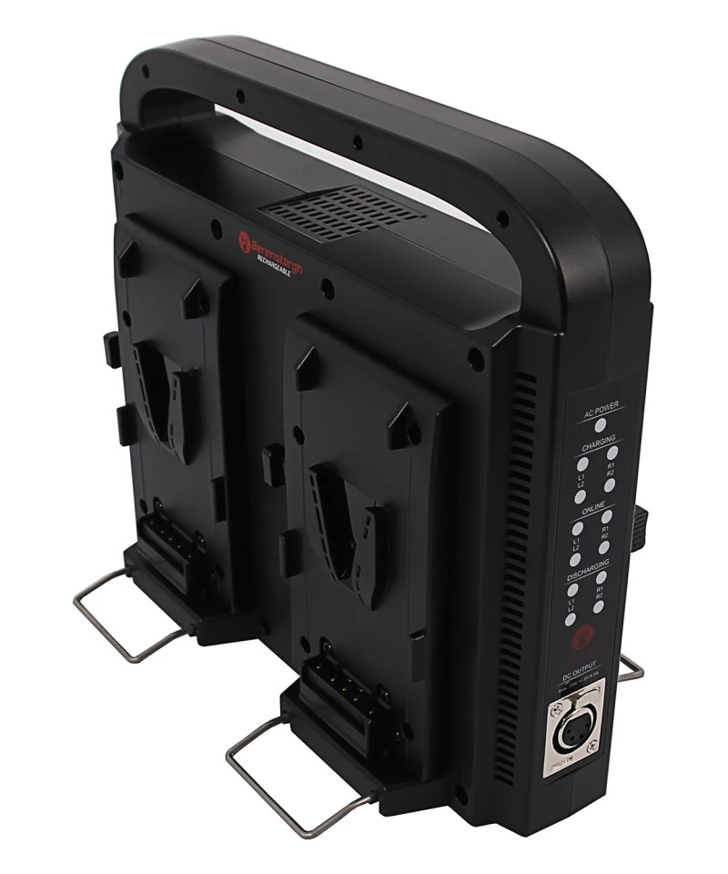 BERENSTARGH COMPACT PARALLEL 4-WAY SLIM CHARGER FOR SONY RED DSLR V-МОUNT BATTERIES WITH POWER SUPPLY FUNCTION INCL. 4-PIN XLR C