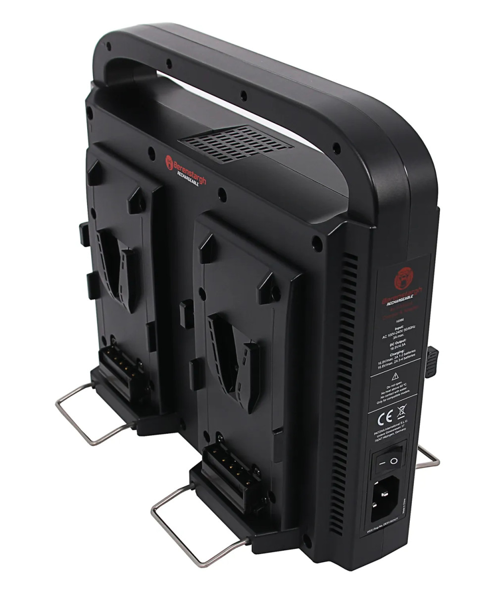 BERENSTARGH COMPACT PARALLEL 4-WAY SLIM CHARGER FOR SONY RED DSLR V-МОUNT BATTERIES WITH POWER SUPPLY FUNCTION INCL. 4-PIN XLR C
