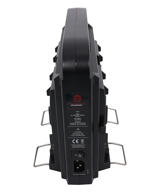 BERENSTARGH COMPACT PARALLEL 4-WAY SLIM CHARGER FOR SONY RED DSLR V-МОUNT BATTERIES WITH POWER SUPPLY FUNCTION INCL. 4-PIN XLR C