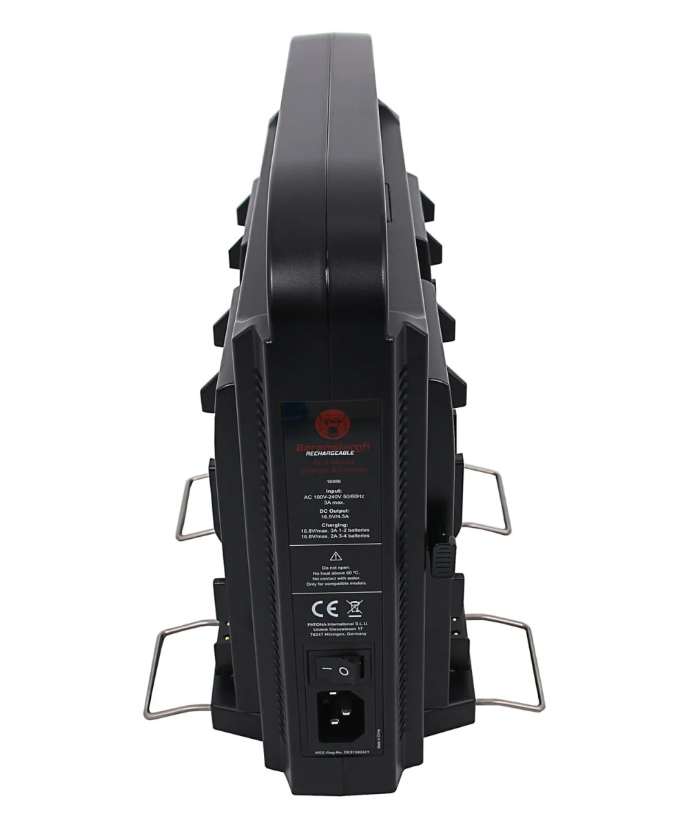 BERENSTARGH COMPACT PARALLEL 4-WAY SLIM CHARGER FOR SONY RED DSLR V-МОUNT BATTERIES WITH POWER SUPPLY FUNCTION INCL. 4-PIN XLR C