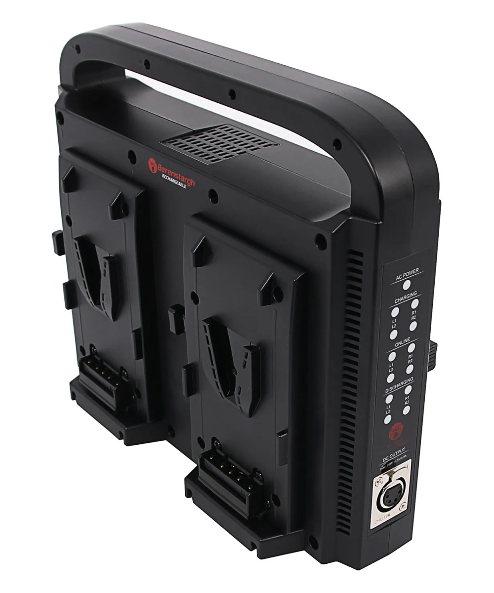 BERENSTARGH COMPACT PARALLEL 4-WAY SLIM CHARGER FOR SONY RED DSLR V-МОUNT BATTERIES WITH POWER SUPPLY FUNCTION INCL. 4-PIN XLR C