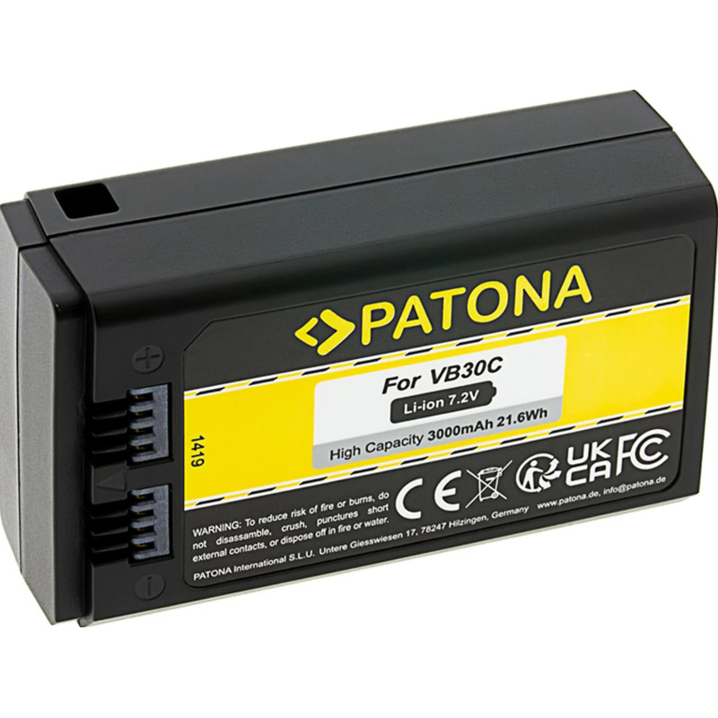 PATONA BATTERIA RICARICABILE PER GODOX V1 PRO VB30 CON USB-C INPUT