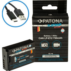 PATONA PLATINUM BATTERY WITH USB-C INPUT FOR CANON LP-E12 EOS 100D EOS-M50 EOS-100D