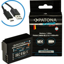 PATONA PLATINUM BATTERY WITH USB-C INPUT FOR PANASONIC DMW-BLC12 FZ2000 FZ300 GX8 G81 GH2