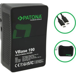 PATONA PREMIUM V-MOUNT BATTERIA VBASE 190WH PD100W USB-C USB-A D-TAP HARD CASE