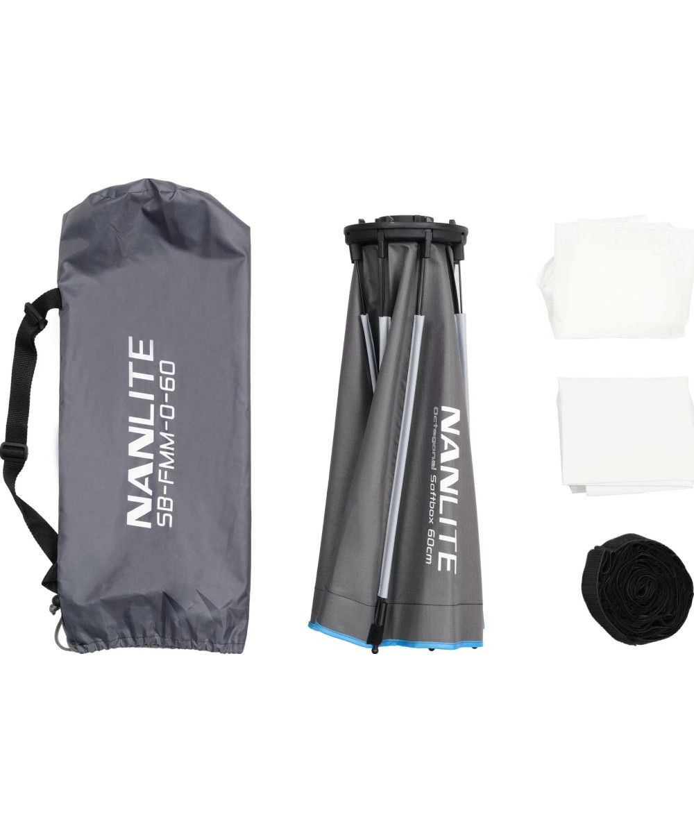 Softbox ottagonale a chiusura rapida 60cm con griglia, Attacco FM