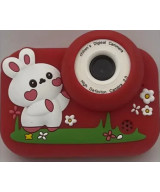 KIDS PHOTO CAMERA DIGITAL BUBBLE MICRO SD 2"IPS HD SCREEN RED + COVER RABBIT