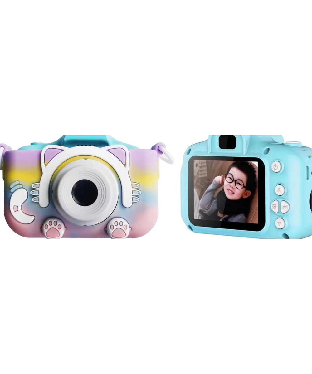 KIDS PHOTO CAMERA DIGITAL BUBBLE MICRO SD 2"IPS HD SCREEN GREEN + COVER GATTO