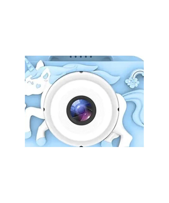 KIDS PHOTO CAMERA DIGITAL BUBBLE MICRO SD 2"IPS HD SCREEN BLUE + COVER UNICORN