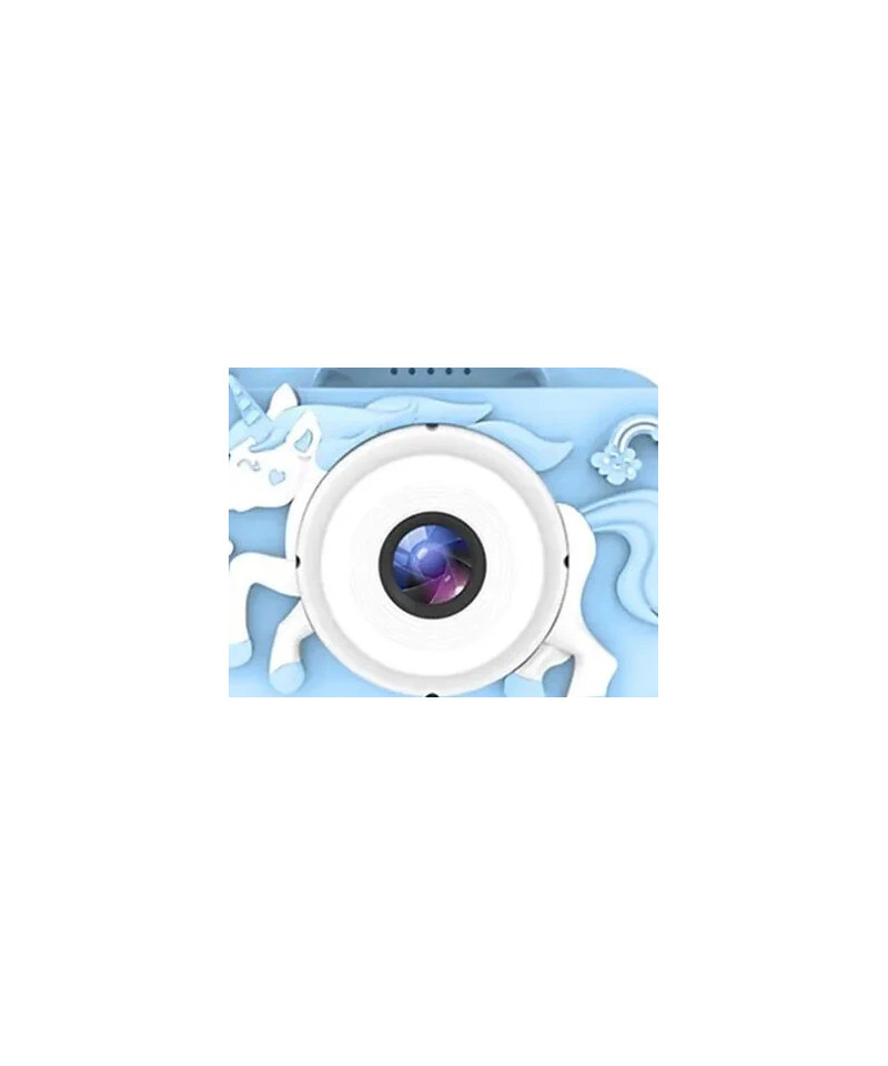 KIDS PHOTO CAMERA DIGITAL BUBBLE MICRO SD 2"IPS HD SCREEN BLUE + COVER UNICORN