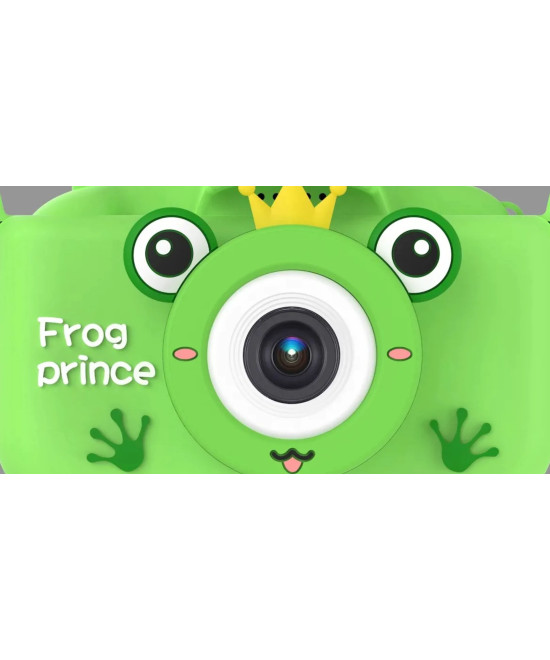 KIDS PHOTO CAMERA DIGITAL BUBBLE MICRO SD 2"IPS HD SCREEN GREEN + COVER RANA