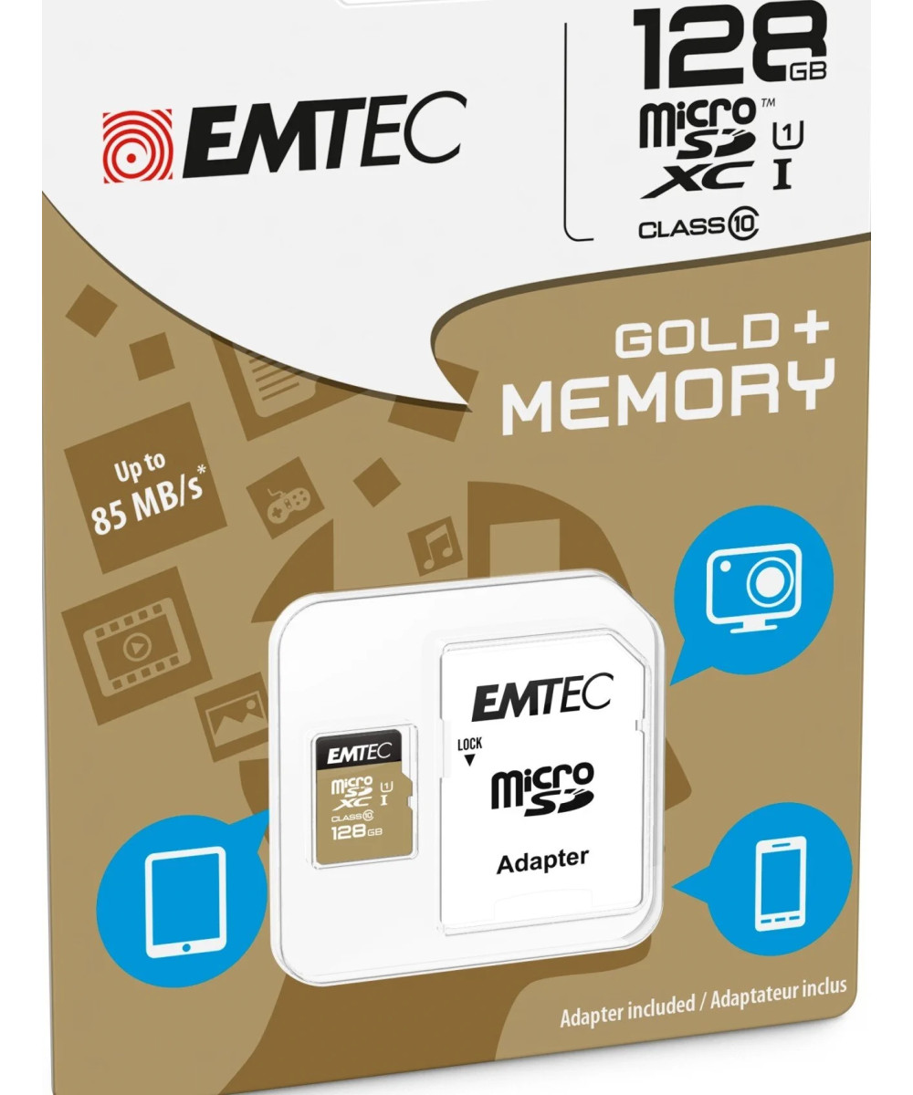 128GB Micro SDXC CL.10 Gold Plus U1 + adattatore