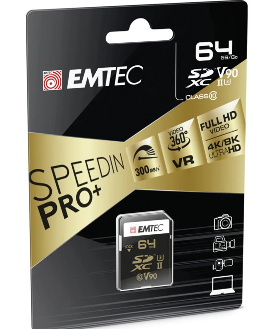 SDXC 64GB UHS-II U3 V90 4K/8K SpeedIN Pro+
