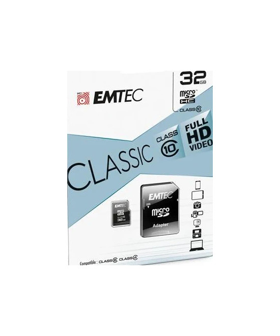32GB  MICRO SDHC Classe 10 CLASSIC 20MB/12MB CON ADATTATORE