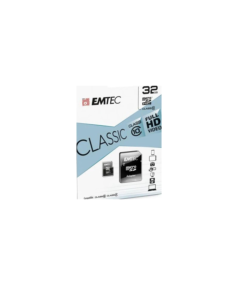 32GB  MICRO SDHC Classe 10 CLASSIC 20MB/12MB CON ADATTATORE