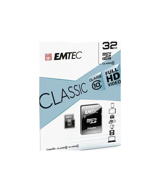 32GB  MICRO SDHC Classe 10 CLASSIC 20MB/12MB CON ADATTATORE