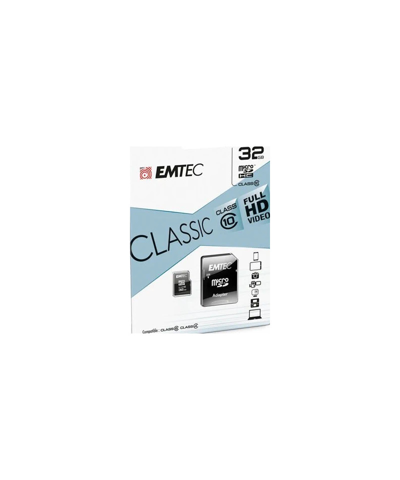 32GB  MICRO SDHC Classe 10 CLASSIC 20MB/12MB CON ADATTATORE