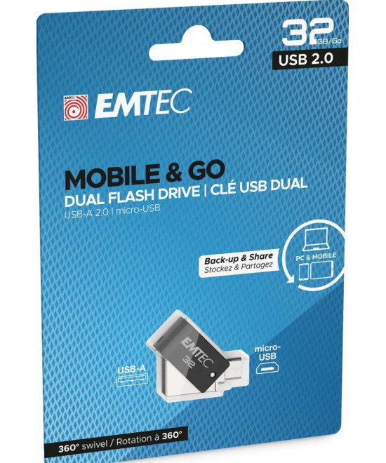 T260B USB 32 GB USB A / Micro-USB 2.0 Nero, Acciaio inossidabile