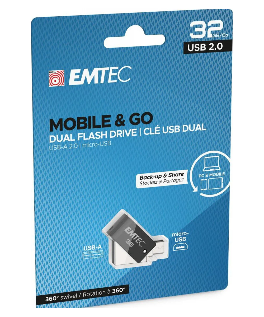 T260B USB 32 GB USB A / Micro-USB 2.0 Nero, Acciaio inossidabile