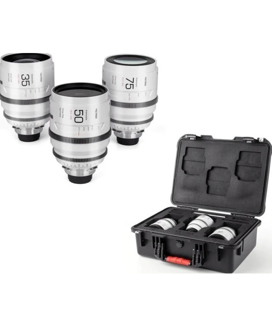 Full frame Anamorphic lens set, Epic series, PL mount, 35mm+50mm+75mm T/2.0 1.33X, con valigia